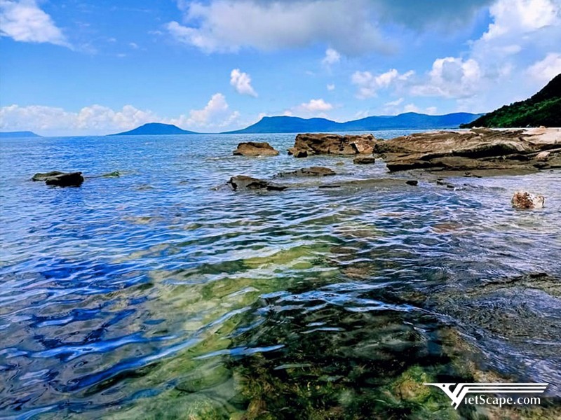 Nước biển Mũi Gành Dầu Phú Quốc trong xanh có thể nhìn thấy đáy
