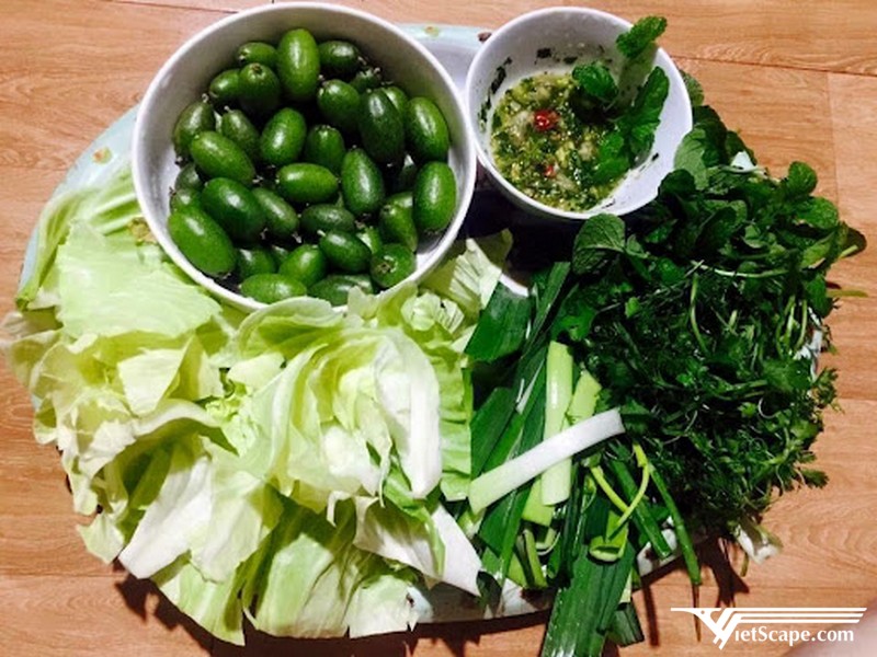 Bắp cải cuốn nhót xanh