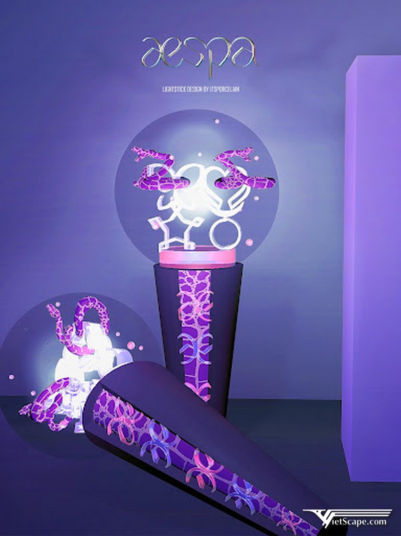 Lightstick Aespa là logo nhóm trong một quả cầu nhỏ